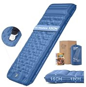 HIKENTURE Esterilla isotérmica para camping, 12 cm, ultragruesa, ultraligera, con almohada, colchón inflable, tamaño pequeño, colchón de aire hinchable, colchoneta para dormir con bomba de pie para