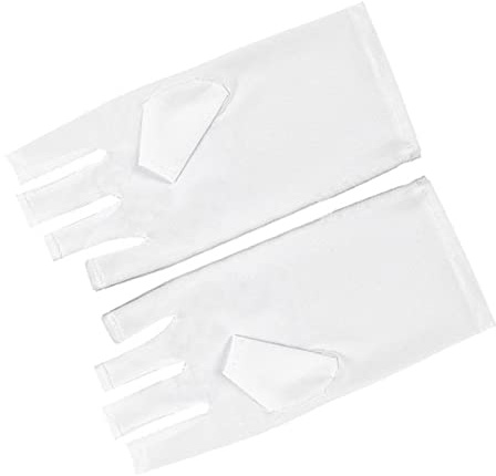 Pongnas Nagelskyddshandskar Anti-svart Solkräm Fingerlösa Engångshandskar för Manikyr Nail Art Vit Lång (kort)