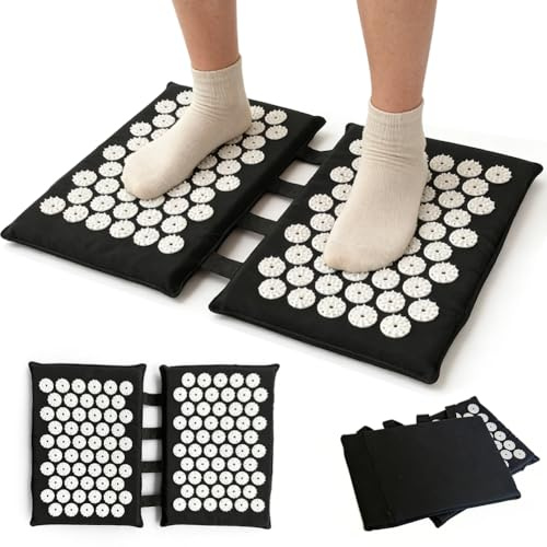 Esterilla de acupresión para pies y espalda, 2 x 33 cm, alfombrilla para uñas con 110 puntas de ABS, esterilla lavable para masaje de pies de acupuntura, alfombrilla de acupresión, incluye bolsa de