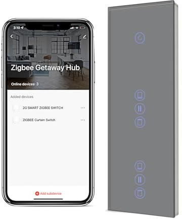 BSEED Alexa ljusbrytare med 2 fack rullgardinsbrytare, Wlan rullgardinskontroll, 1 fack 1 vägs WiFi-touch-omkopplare dubbel persiennbrytare kompatibel med Smart Life/Tuya App, Alexa och Google Home