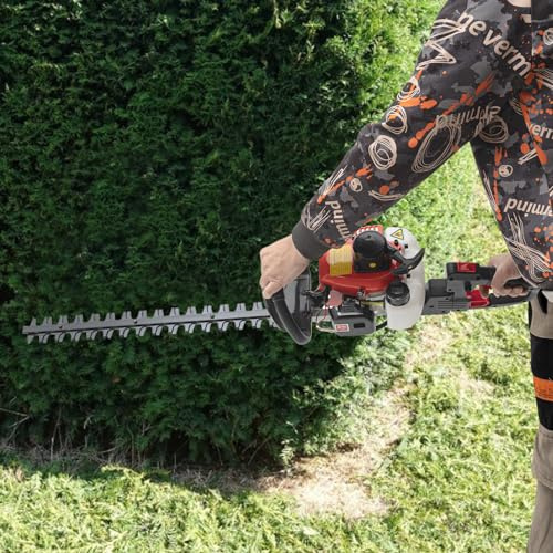 Professionell bensinhäcktrimmer 22,5 ccm, 2-takt1,25 hk, trädgårdssax, bensinstrimmer, häcktrimmer med hållbara blad, effektiv grensax för snabb skärning av buskar och häckar