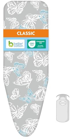 Funda Tabla DE Planchar Comfort – Tamaño (S/M) Universal máx. 42x125 cm - Disponible en Dos tamaños - Fabricada en algodón 100%, con una Capa de Molton – Planchado Extra cómodo - LaundrySpecialist