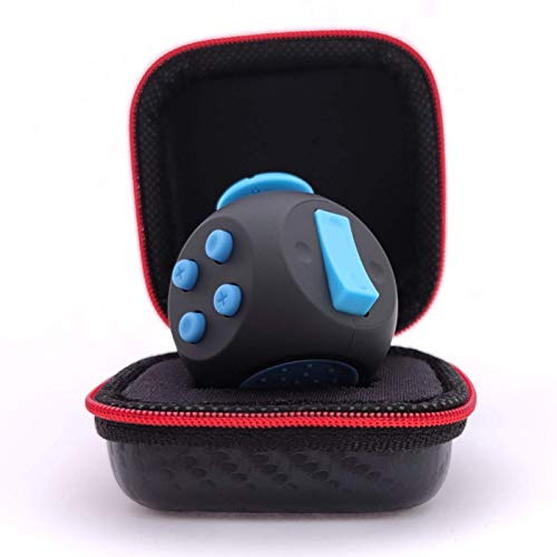 PILPOC theFube Fidget Cube - Fidget Toys Deluxe, Anti Stress Adultes et Enfants - Étui de Protection Premium, Cube Anti Stress, Jouet Anti Stress Contre l'Anxiété, TDAH, TOC, Autisme (Noir & Bleu)