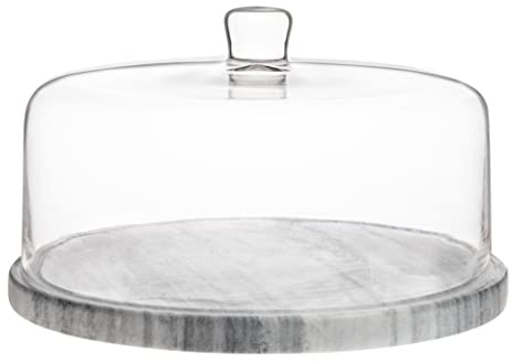 Galashield Marble Cake Stand with Dome | Cake Plate with Glass Dome Cake Cover
