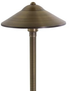 VOLT Max Spread 12V Solid Cast Brass Path Light (25 Tall, 9 Shade) for Low Voltage Landscape Lighting on Outdoor Pathway, Walkway, Garden, Driveway or Patio