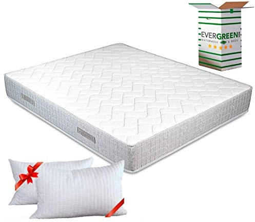 EVERGREENWEB ortopedisk madrass 180 x 200 cm av vattenskum, 25 cm hög + 2 kuddar av minnesskumflingor gratis, ergonomisk, ventilerande vitt överdrag, allergivänliga, antikvalster | stort mode