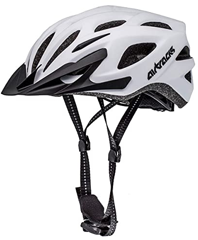 Airtracks Fahrradhelm für Herren Damen Savage KJ-201 Radhelm Allround Radhelm MTB Helm Erwachsene verstellbar S M L XL - Weiß-Matt, L/XL 58-63cm