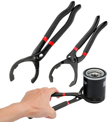 YKUKIZEE 2 Pack 10 inch and 12 inch Adjustable Oil Filter Pliers, Oil Filter Wrench Removal Tool, Long Handle Oil Filter Locking Pliers for Car Auto Motorcycle Truck Fittings