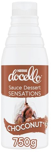 NESTLÉ DOCELLO Sauce Sensation Choconut - Sauce Dessert Chocolat-Noisette - Cacao Certifié Rainforest Alliance - Aide à la Pâtisserie, Topping, Nappage Gâteau, Coulis - Bouteille Squeeze - 750g