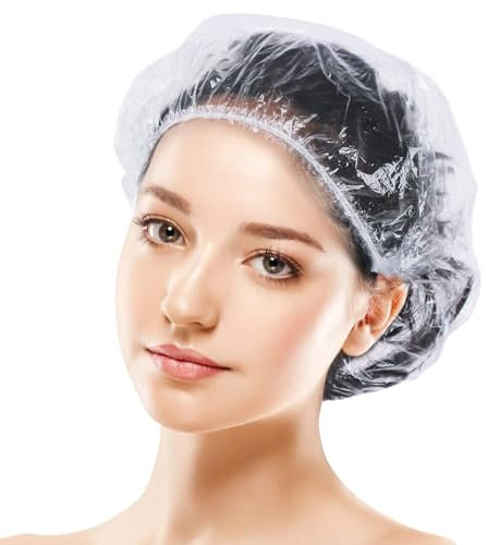 Frogetu 50 Stück Einweg Duschhauben,Kunststoff Duschkappe,Haarhaube Elastische Wasserdichte Duschkappe,Elastische Haarduschhaube,Haarschutz Haarhaube,für Salon,Spa,Reise,Hotel