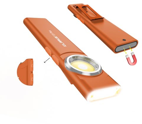Klarus E5 Plus - Ultra-Slim Dual Switch 3-Light Sources EDC Flashlight, 650 Lumens, USB-C Rechargeable, IPX4, Magnetic Base & Clip (Orange)