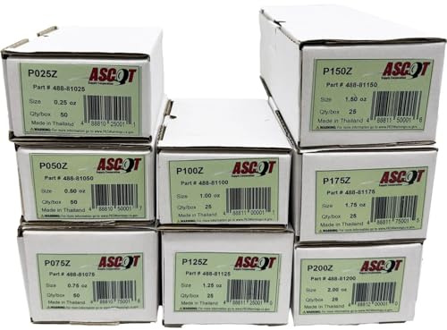Premium Service Ascot P Style Coated Zinc Clip-On Wheel Weight Bundle .25oz-2.00oz (8 Items)
