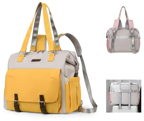 Fexkean 3 in 1 Diaper Bag Backpack,Travel Tote Converts into Backpack,Diaper Bag Tote,Waterproof Multi-Function Large Capacity Mommy Nappy Bag(T3039-Yellow)