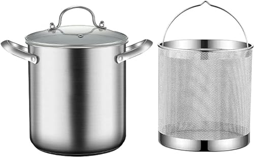 5L Stainless Steel Asparagus & Spaghetti Steamer Pot Deep Pasta Pot with Basket & Lid Ideal for Cooking Vegetables and Pasta& Versatile Kitchen Essential