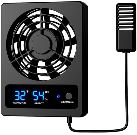 Reptile – Intelligent Terrarium Ventilation Fläkt med LED Display Low | 28 dB temperatur- och luftfuktighetskontroll för luftcirkulation för reptiler inneslutningar Snakes Rainforest Terrarium