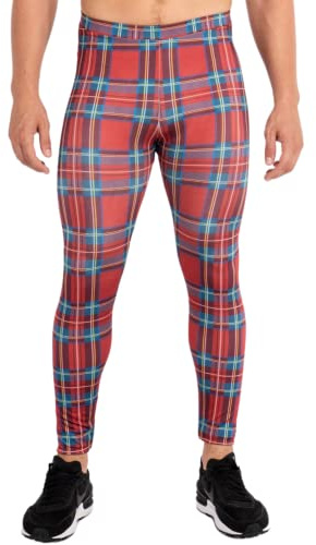 Kapow Men's Leggings - Compression Tights Yoga Base Layer Lightweight Spandex Colourful Printed Festival Meggings Lounge Joggers (Groundskeeper Willie, Medium)