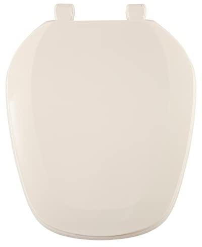 Centoco Eljer Emblem Round Toilet Seat with Square Front, Closed Front with Cover, Residential, Plastic, Made in the USA, EMB201-306, Natural