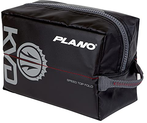 Plano KVD Wormfile Signature Series Speedbag, Small, Black TPE Coated Fabric with Red Interior, Water-Resistant Soft Fishing Storage for Baits & Worms