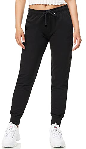 ROSS CAMP Jogginghose Damen - Sporthose Frauen Baumwolle, Trainingshose Fitness High Waist, Sweatpants Slim Fit Freizeithose Lang, Jogging Hose Laufhosen Modern Schwarz/S
