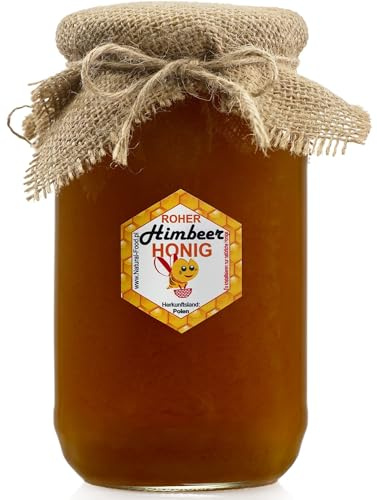 NATURAL FOOD Miel cru - Directement de l'apiculteur - Brut Naturel - Sans additifs - Non filtré - Non centrifugé ni chauffé - Idée cadeau - 11 KG - Miel de framboisier