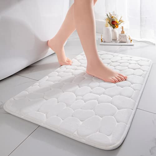 chakme Badmatta minnesskum badmatta minnesskum duschmatta absorberande badmatta duschmatta dekoration golvmatta halkfri matta för badrum vardagsrum 40 × 60 cm, vit