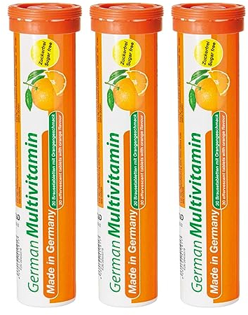 German Multivitamin Brausetabletten 60 Stk. Orangengeschmack - Vitamin C, E, B1, B2, B6, B12, Biotin, Folsäure, Niacin, Pantothensäure – T&D Pharma German Multivitamin – Made in Germany