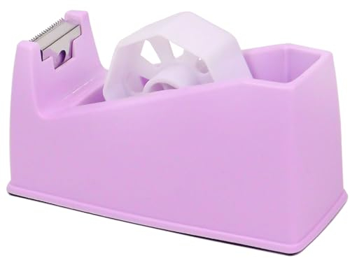 QILIMA Desktop Tape Dispenser Adhesive Roll Holderwith Weighted Nonskid Macaron Purple (Fits 1 & 3 Core)
