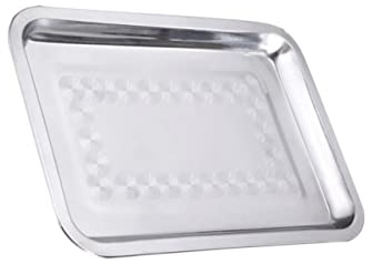 Alipis Vassoio in Acciaio Inox per Cibi, 36x27cm, Piatto | Facile da Pulire, Bordi Lisci senza Bordo Rialzato, Finitura a Specchio, per Frutta e Carne