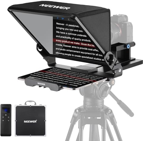NEEWER Teleprompter X14 III with RT113 Remote/App Control, 45° Tilt 14 Beamsplitter All Metal Frame Upgraded Mount QR Plate Compatible with 501PL for iPad DSLR, Assembly Free