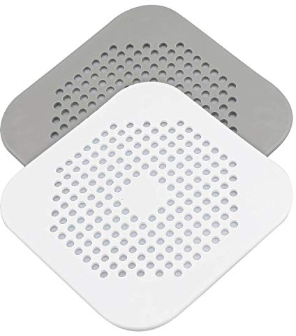 YIMSGO 2 Stück Abflusssieb Silikon, Haarsieb Haarfänger Dusche Sink Strainer Sieb Dusche Abfluss Haare Duschabfluss Duschsieb für Waschbecken Badezimmer Badewanne und Küche (Weiß + Grau)