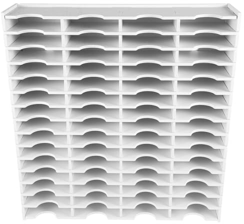 Zerodeko 60 Grids Ink Pad Holder Wooden Stamp Pad Storage Organizer Desktop Mail Sorter Diamond Paint Rack Tray for Home Office