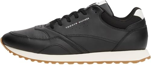 Tommy Hilfiger Uomo Sneakers Running New Eva in Pelle, Nero (Black), 43