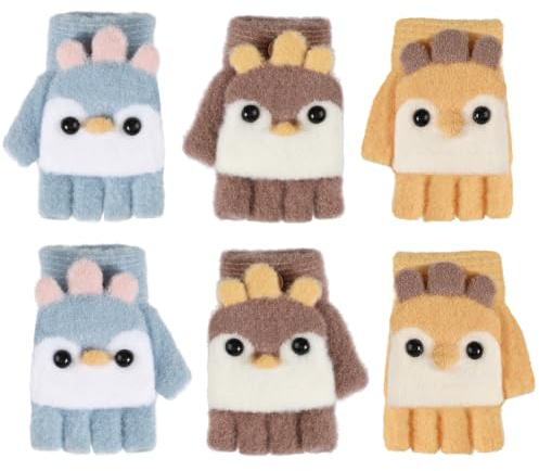 TAGVO 3 Pares de Guantes Sin Dedos para Niños, Multifuncional Elástico Guantes Invierno Niño, Guantes de Punto Guantes Termicos Guantes Mitones para Niños y Niñas de 1 a 5 Años