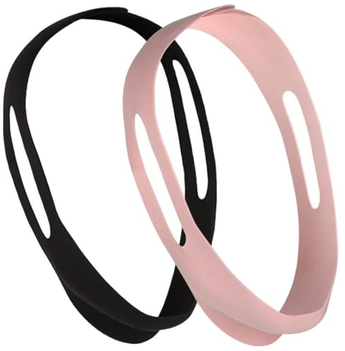 EXAOMBLE Correa Antirronquidos Hogar Ajustable de Tela Elástica, 2 Piezas para Dejar de Roncar Soporte para Barbilla y Compatible Máscaras de Sueño
