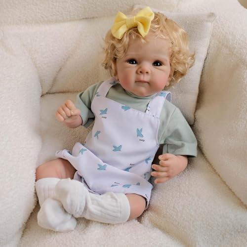 RXDOLL 19 tum 48 cm verklighetstrogen nyfödd babydockor silikon helkropp vinylflicka, realistiska nyfödda babydockor som ser riktiga ut, anatomiskt korrekt tvättbara nyfödda bebisar med tillbehör