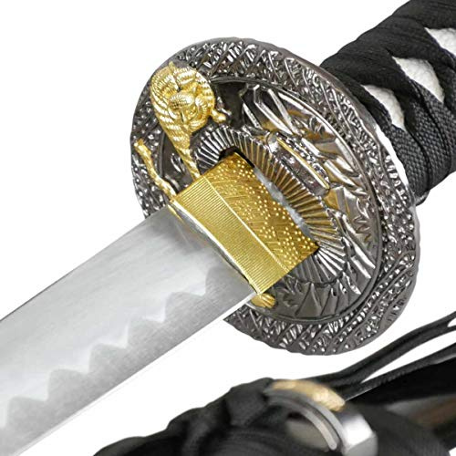 Katana Black Tiger Samuraischwert Deko stumpf mit Schwertständer + Zubehör
