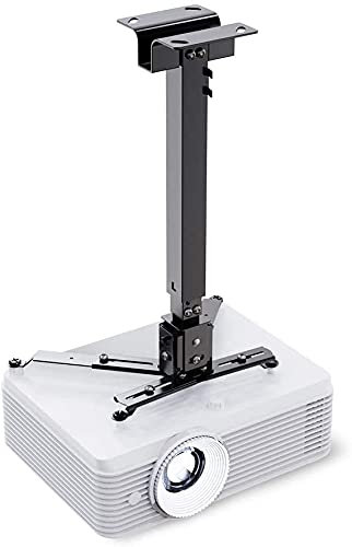 Drsn Universal Beamer Deckenhalterung, Höhenverstellbar 43-65cm - bis 30kg - ±30° Neigbar - 360° Schwenkbar, Neigbare Projektor-Halterung für die Decke/Wand - Schwarz