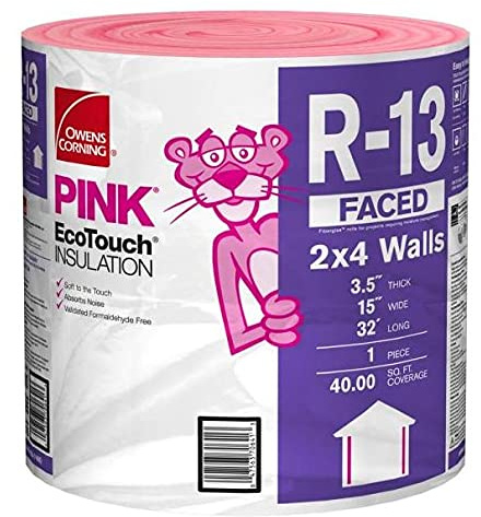 2 Pack Owens Corning R-13 Pink Kraft Faced Fiberglass Insulation Roll 15 in. x 32 ft. (Packed By Eagle Electronics)