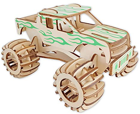 3D Puzzle Hot Rod Holz Modellauto Bausatz - Detailliert & Stabil - Mechanisch