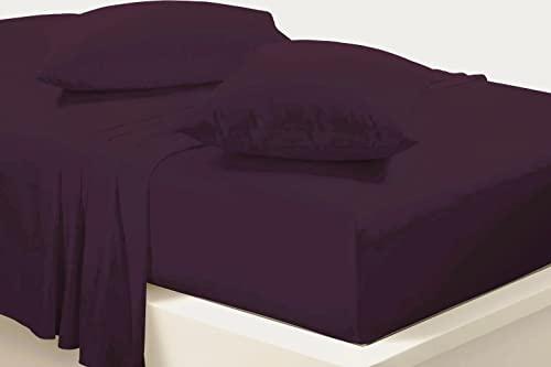 Extra Deep 40cm Fitted Sheets Easy Care Polycotton Cotton Rich Deep Fitted Bed Sheets (Plum, Super King)