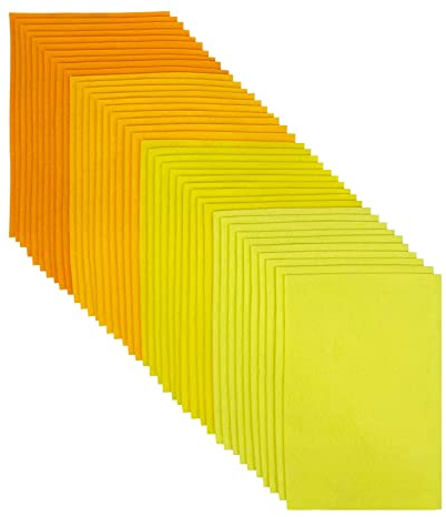 Jtnohx Farbige Filz, 1,4 mm Stark Filzstoff, 20 x 30 cm Weicher Bastelfilz zum Basteln, 40 Stück Filzblätter für Handarbeit DIY-Nähprojekt (gelbe Serie)