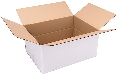 verpacking Faltkartons 400 x 300 x 200 mm Weiß (Außenmaß 405 x 305 x 210 mm) variable Höhe bei 110 mm KK 90 1-wellig Versandkarton DHL Päckchen DPD GLS Hermes Päckchen Kartons (25 Stück)
