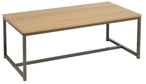 LOLAhome - Mesa de Centro, Mesa Auxiliar para Salón o Comedor Sala de Estar Balcón OficinaMesita Baja Sofá, Madera y Acero, 100x36x50 CM Moka