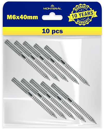 10 Pezzi Viti Doppio Filetto M6 сon una Lunghezza di 40 mm - Garanzia di 10 Anni - MONTERAL