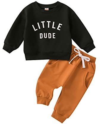 WYSUMMER Baby Boy Set di Vestiti per Bambini con Stampa a Lettere Maglioni Pantaloni Tuta a Maniche Lunghe Maglietta e Pantaloni per Bambini Piccoli