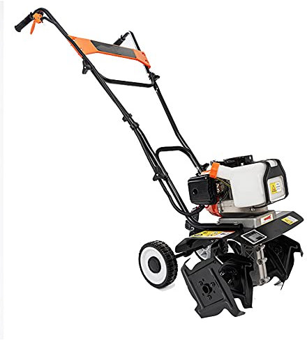 Tragbare Benzin-Bodenhacke, Benzin-Grubber-Rotovator, 36 cm Bodenbearbeitungsbreite und 10 cm Bodenbearbeitungstiefe, kabelloser Vertikutierer mit 4 Gängen
