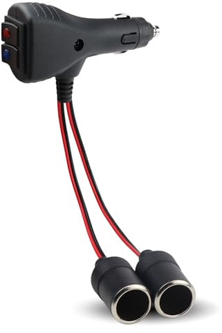 Presa Accendisigari 12V / 24V Sdoppiatore Accendisigari Auto 1 Spina Maschio a 2 Prese Accendisigari con Interruttore per Auto Camion Barca Motocicletta Camper