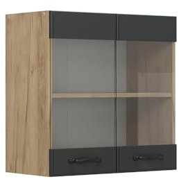 Vicco Küchenglashängeschrank R-Line, Glashängeschrank, Anthrazit Landhaus, 60 cm