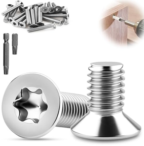 XRXYMQ 120 Pièces M3 Vis Tête Fraisée M3 x 8 mm Vis Fraisée DIN 7991/ISO 10642 Inox A2 V2A Filetage À Six Pans Creux Torx Pour Machine Meubles Argentées