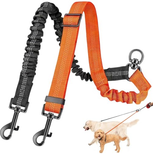 Correa Doble para Perros, Extensible Doble Correa para Perros, Reflectante, 360º Rotatable, sin Enredos Correa Doble Perro Antitirones para Dos Perros, Pequeño, Mediano y Grande